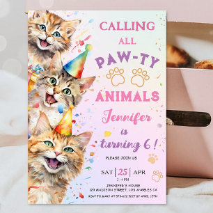 Invitation Cat Pawty Anniversaire Fille 6e Anniversaire