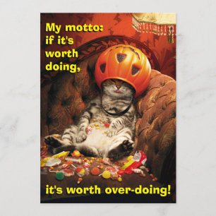 Invitation Cat Under Candy Bucket