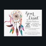 Invitation Catcher de dragage de Bohême en peinture d'aquarel<br><div class="desc">Ce chevalier de rêve bohème peint à la main et dans une aquarelle vibrante et colorée est parfait pour la femme branchée et élégante. Son imprimé cool et artistique est idéal pour de nombreuses occasions et cadeaux, pour vous-même, vos amis ou votre famille. Profitez de cette impression boho et hipster...</div>