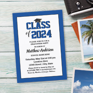 Invitation Catégorie 2024 Elegant Sapphire Blue Graduation