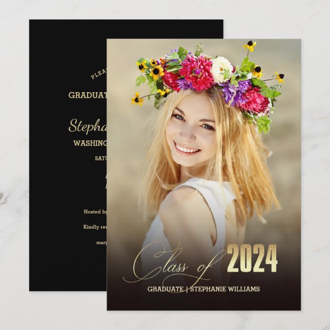 Invitation Catégorie 2024 | Photo Graduation Party (Devant / Derrière)