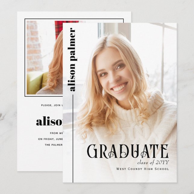 Invitation Catégorie 2025 GRADUATE photo minimaliste (Devant / Derrière)
