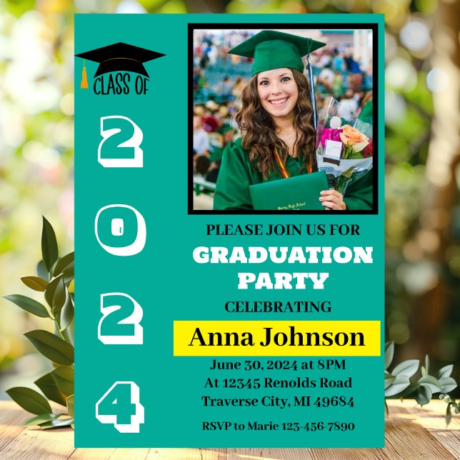 Invitation Catégorie d'année Green Graduation Party Invitatio (Créateur téléchargé)