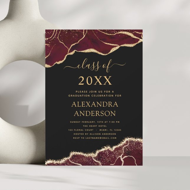 Invitation Catégorie de graduation de 2023 Bourgogne Invitati (Créateur téléchargé)