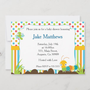 Invitation Caterpillar Bébé Boy Shower Bugs