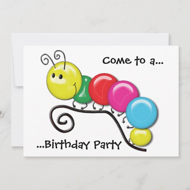 Invitation Caterpillar sur une fête d'anniversaire de (Devant)