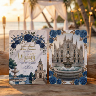 Invitation Cathédrale Italienne Vintage & Cygnes Mariage