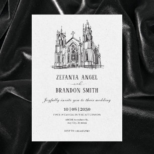 Invitation cathédrale vintage classique mariage
