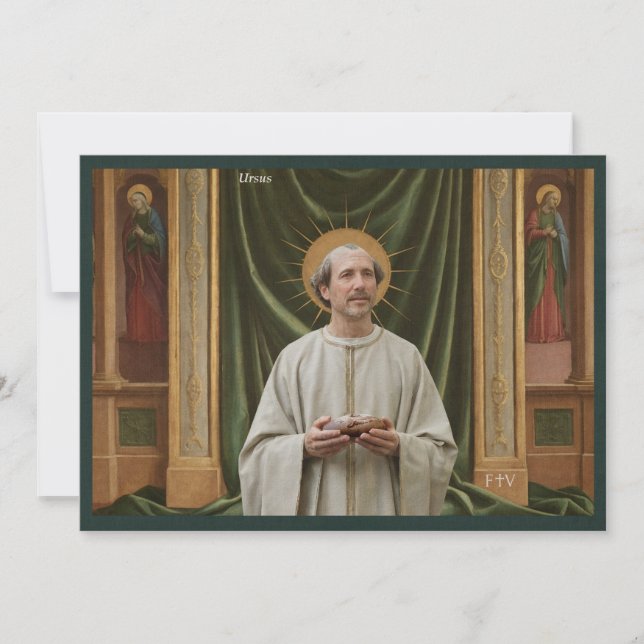 Invitation Catholic Art Holy Card | Saint Ursus of Aosta (Devant)