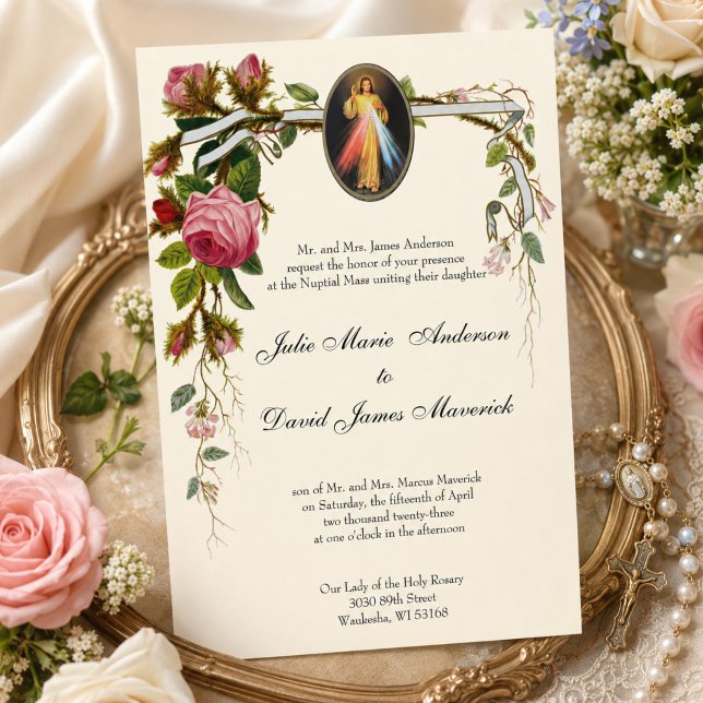 Invitation Catholic Élégant Mariage Divine Miséricorde COMBO  (Créateur téléchargé)