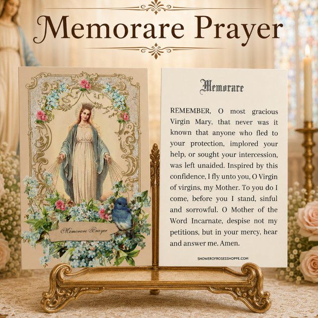 Invitation Catholic Mère Marie Fleurale Prière Memorare (Créateur téléchargé)