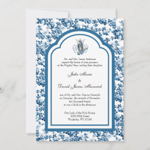 Invitation Catholique Bleu Vierge Marie Mariage
