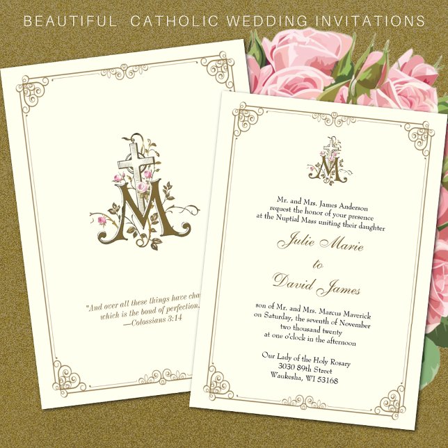 Invitation Catholique Classique Élégant Mariage Religieux Inv (Créateur téléchargé)