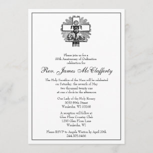 Invitation Catholique Elégant Prêtre Ordination Anniversaire 