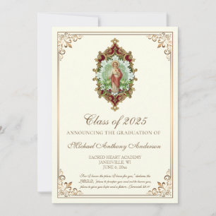 Invitation Catholique Élégant Religieux Jésus Graduation