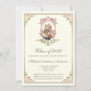 Invitation Catholique Elégant Religieux Marian Graduation