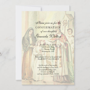Invitation Catholique Élégant Sacrement de la fille de confir