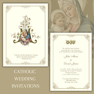 Invitation Catholique Marie & Jésus Mariage