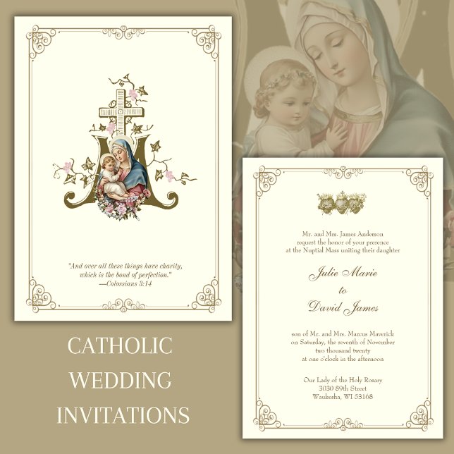 Invitation Catholique Marie & Jésus Mariage (Créateur téléchargé)
