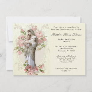 Invitation Catholique Marie Jésus Première communion Invitati