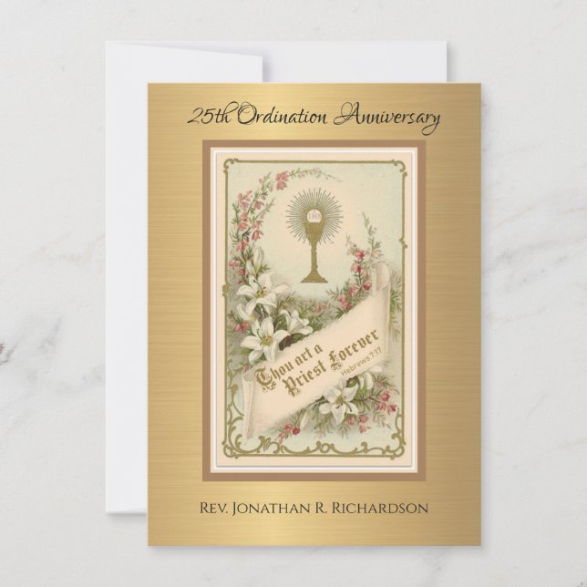 Invitation Catholique Ordination Anniversaire (Devant)