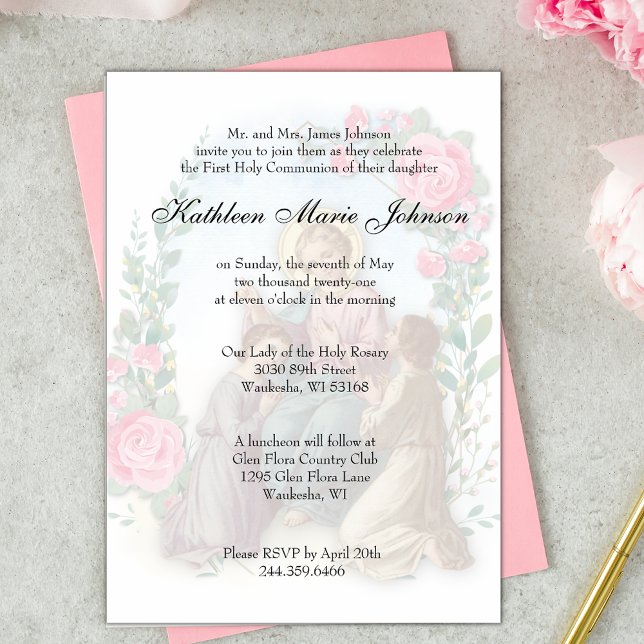 Invitation Catholique Première Sainte Communion Traditionnell (Créateur téléchargé)