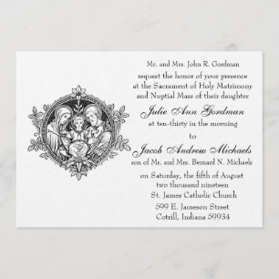 Invitation Catholique Sainte Famille Mariage noir et blanc
