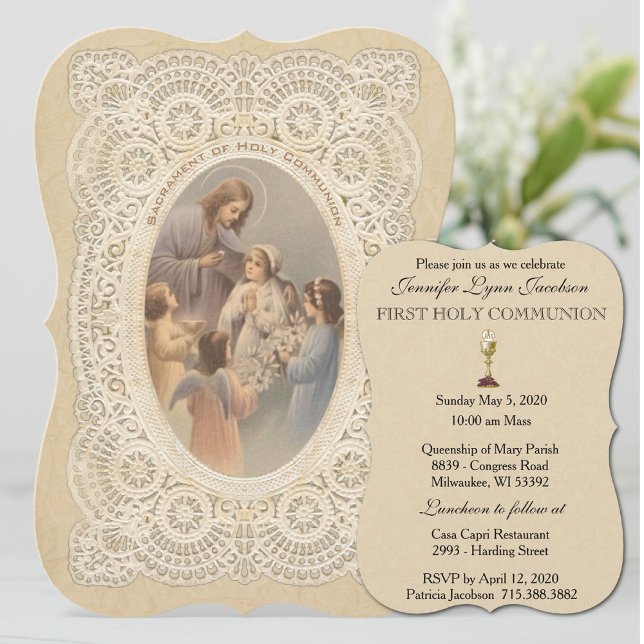 Invitation Catholique Vintage Première Communion (Créateur téléchargé)