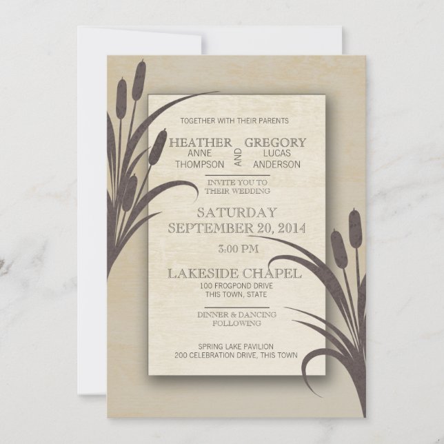 Invitation Cattails Mariage avant (Devant)