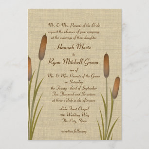 Invitation Cattails Rustic Lake Mariage