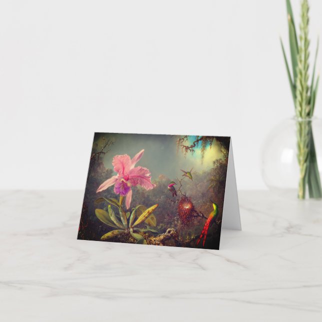 Invitation Cattleya Orchidée et Trois Colibris Heade (Devant)