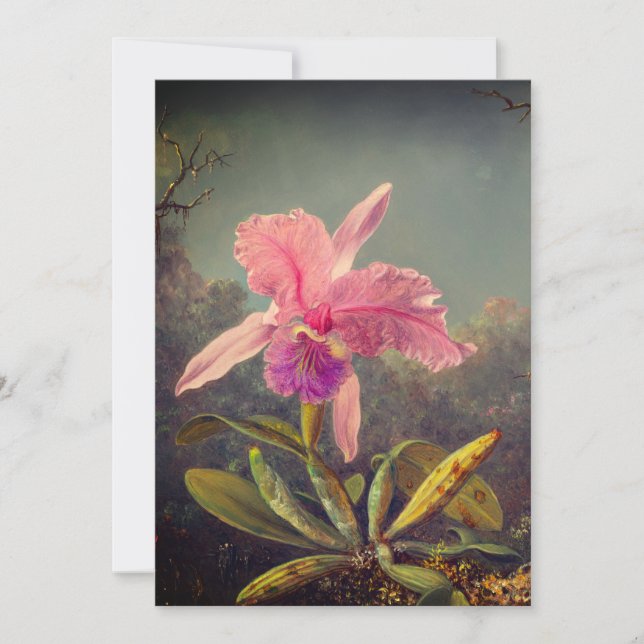 Invitation Cattleya Orchidée et Trois Oiseaux-Mouches Heade (Devant)