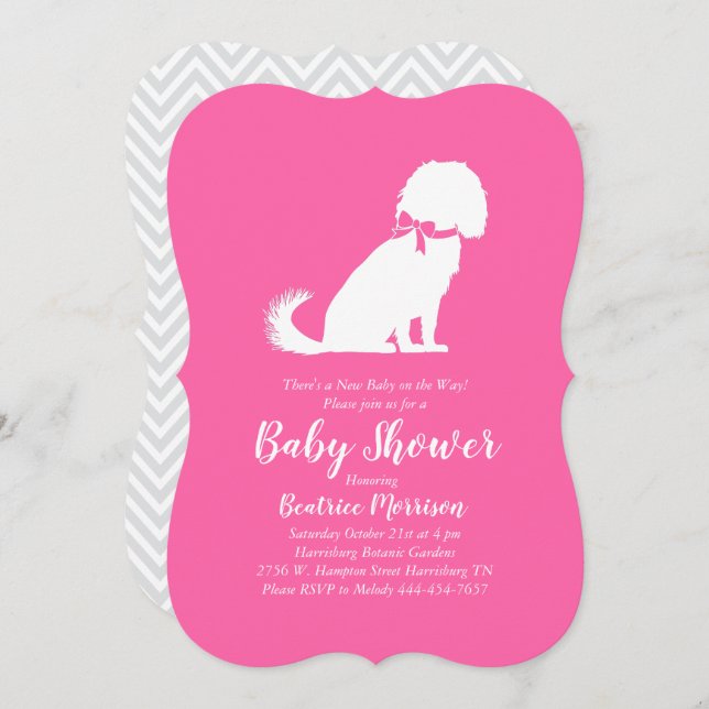 Invitation Cavalier King Charles Spaniel Chien Baby shower fi (Devant / Derrière)