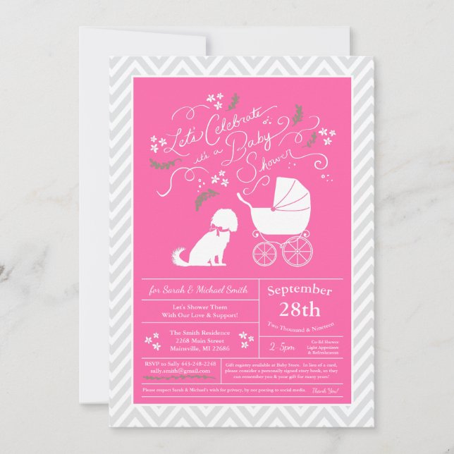 Invitation Cavalier King Charles Spaniel Chien Baby shower fi (Devant)