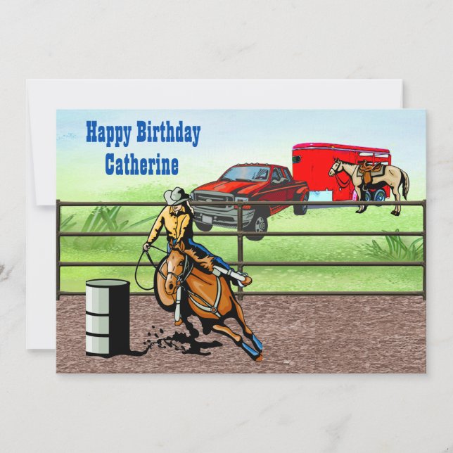 Invitation Cavalière de Rodéo Occidental dans l'Arène de Cour (Devant)