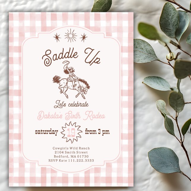 Invitation Cavalière de Rodéo Sanglez Rose Anniversaire  (Créateur téléchargé)