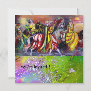 Invitation CAVALIERS DANS LA NUIT , étincelles rose violet ve