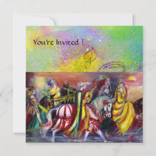 Invitation CAVALIERS DE NUIT, étincelles jaunes violettes ver