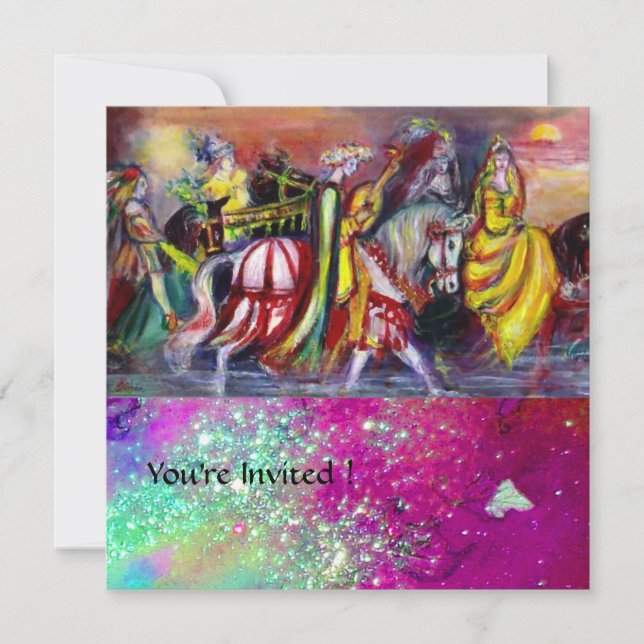Invitation CAVALIERS DE NUIT Rose Violet Bleu Paillettes (Devant)