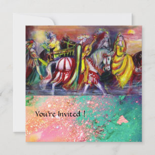 Invitation CAVALIERS DE NUIT Rose Violet Vert Paillettes