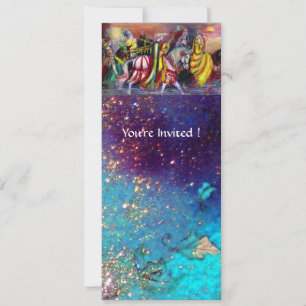 Invitation CAVALIERS, MUSIQUE DE NUIT, Paillettes Bleu Or