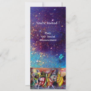 Invitation CAVALIERS, MUSIQUE DE NUIT, Paillettes Bleu Or