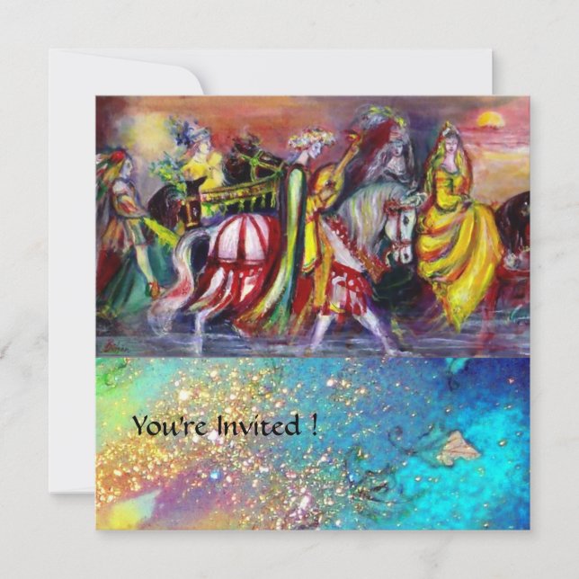 Invitation CAVALIERS, MUSIQUE DE NUIT, Paillettes Bleues Or P (Devant)