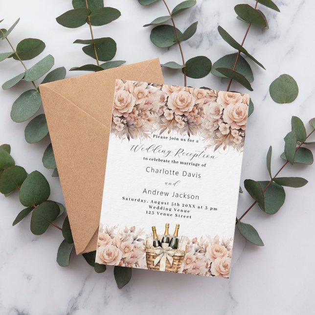 Invitation Cave à vin rose crème réception de mariage de luxe (Créateur téléchargé)