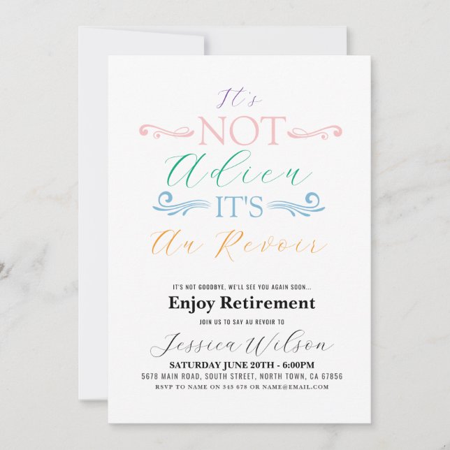 Invitation Ce n'est pas Adieu, c'est le parti de la retraite  (Devant)