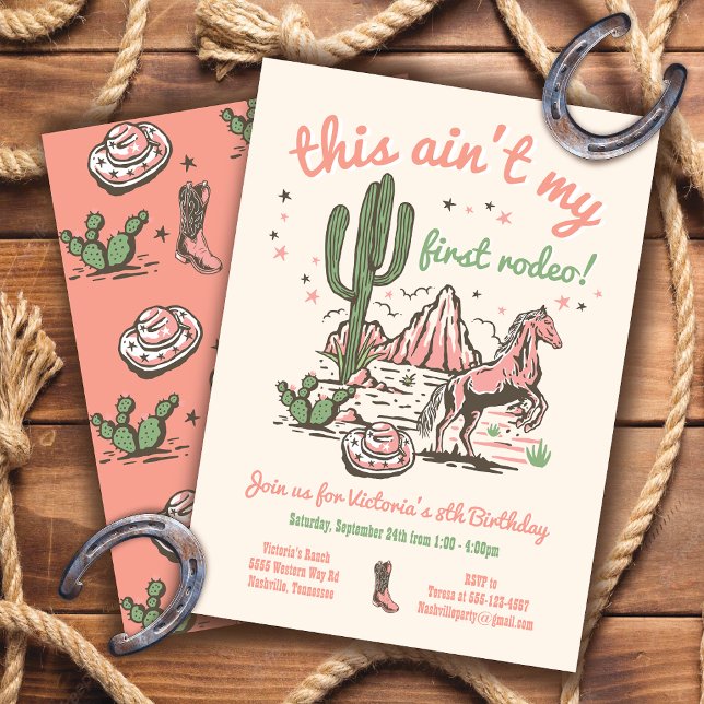 Invitation Ce n'est pas mon premier anniversaire de cowgirl d (Créateur téléchargé)