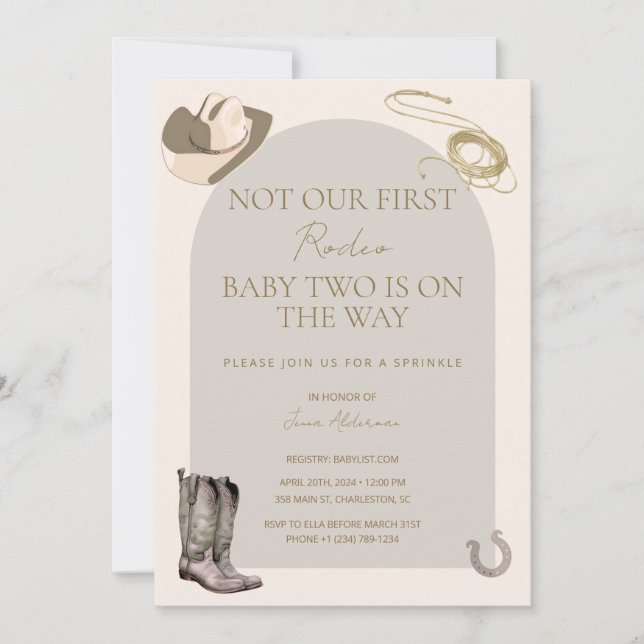 Invitation Ce n'est pas notre/son premier rodéo Bébé Invitati (Devant)