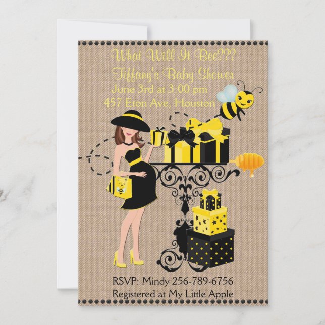 Invitation Ce qui il baby shower d'abeille indiquera (Devant)