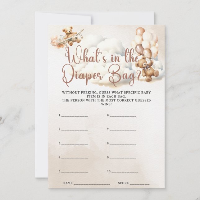 Invitation CE QUI SE TROUVE DANS LE Baby shower DE SAC DIAPER (Devant)