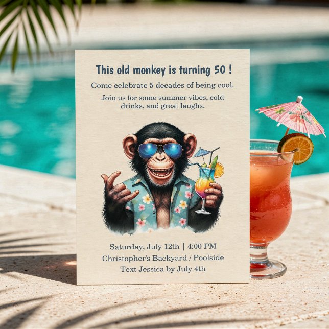 Invitation Ce Vieux Singe a 50 Ans Drôle de 50e Anniversaire (This Old Monkey is 50 Funny 50th Birthday Invitation)